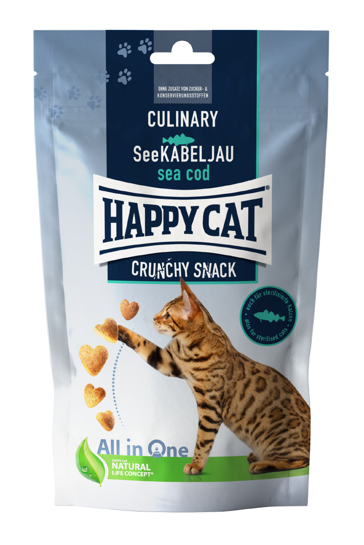 HAPPY CAT Katzenleckerli Culinary Crunchy Snack See-Kabeljau